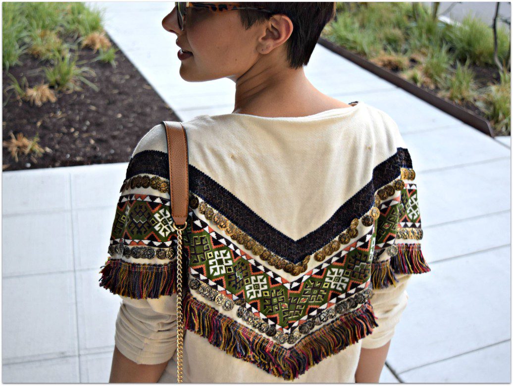 Zara Embroidered Fringe Sweatshirt