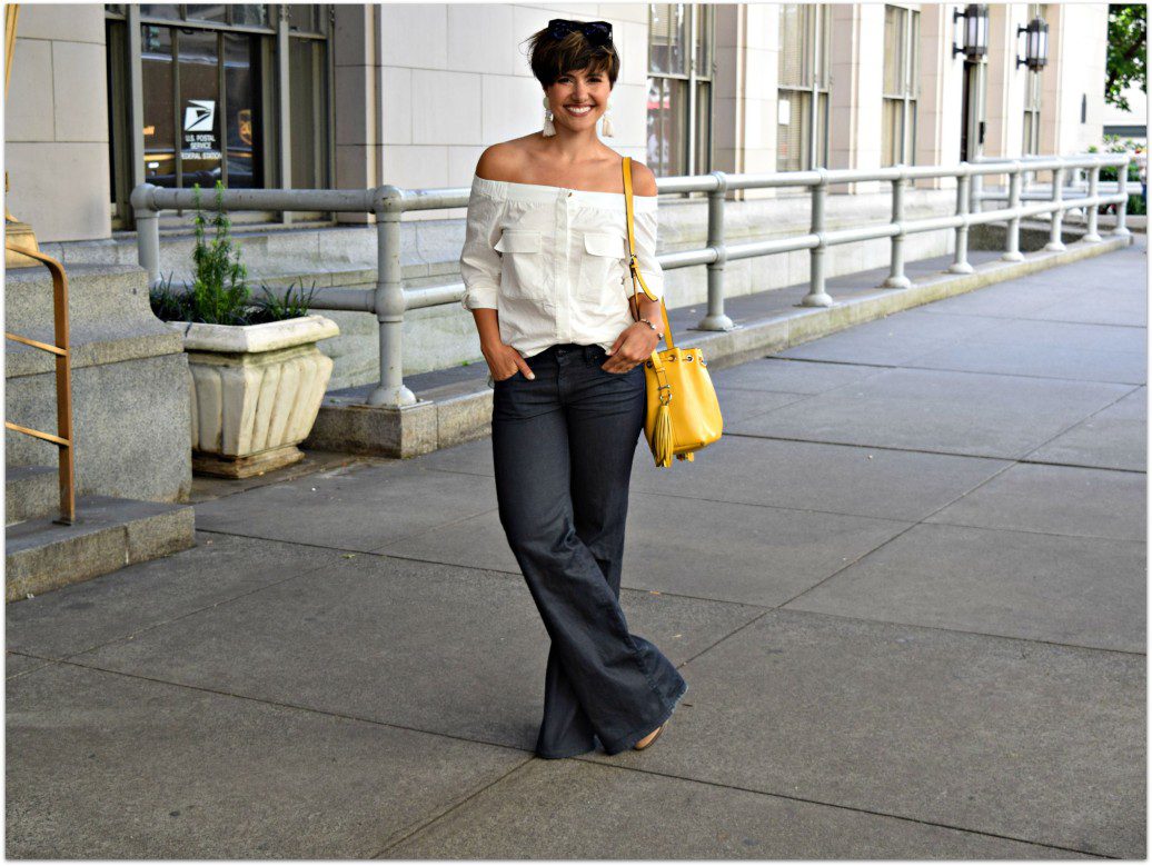 H&M White Off the Shoulder Blouse