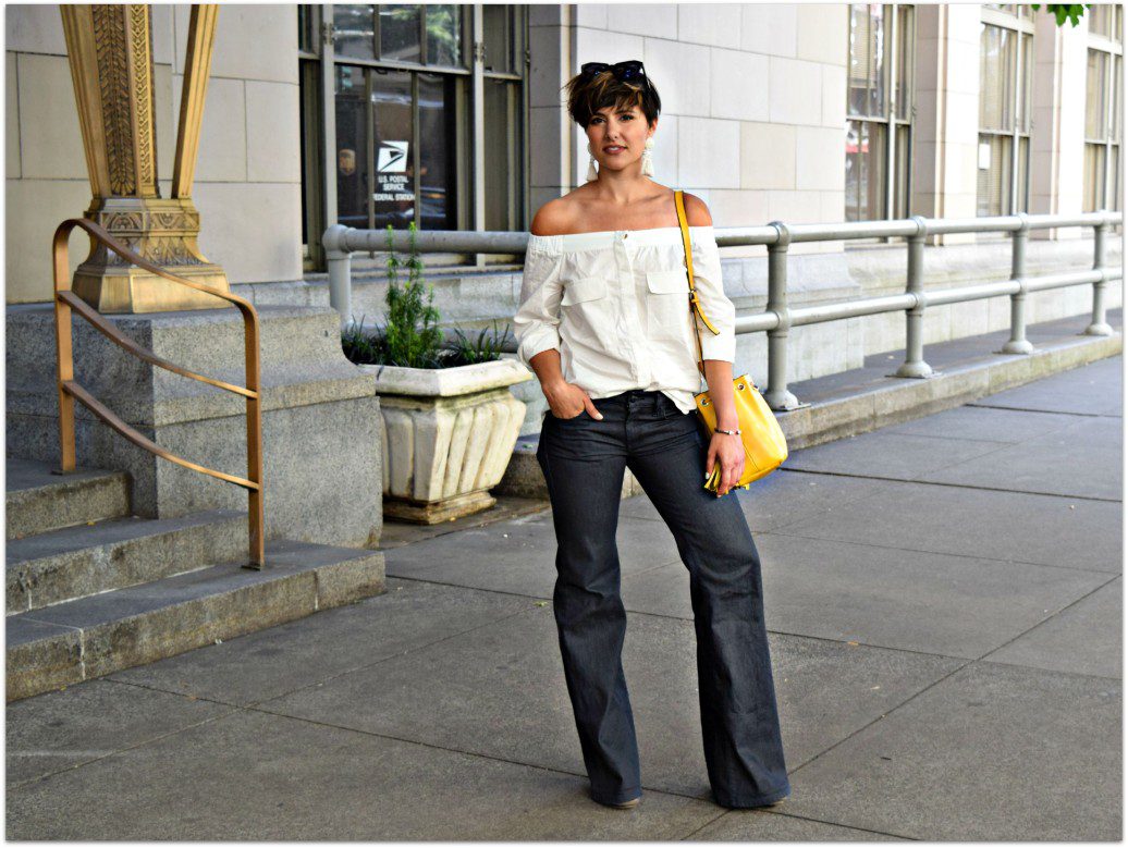 H&M White Off the Shoulder Blouse