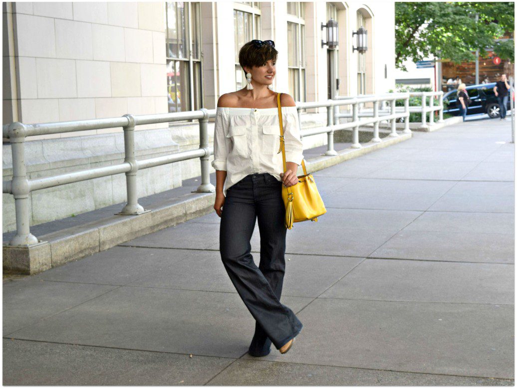 H&M White Off the Shoulder Blouse