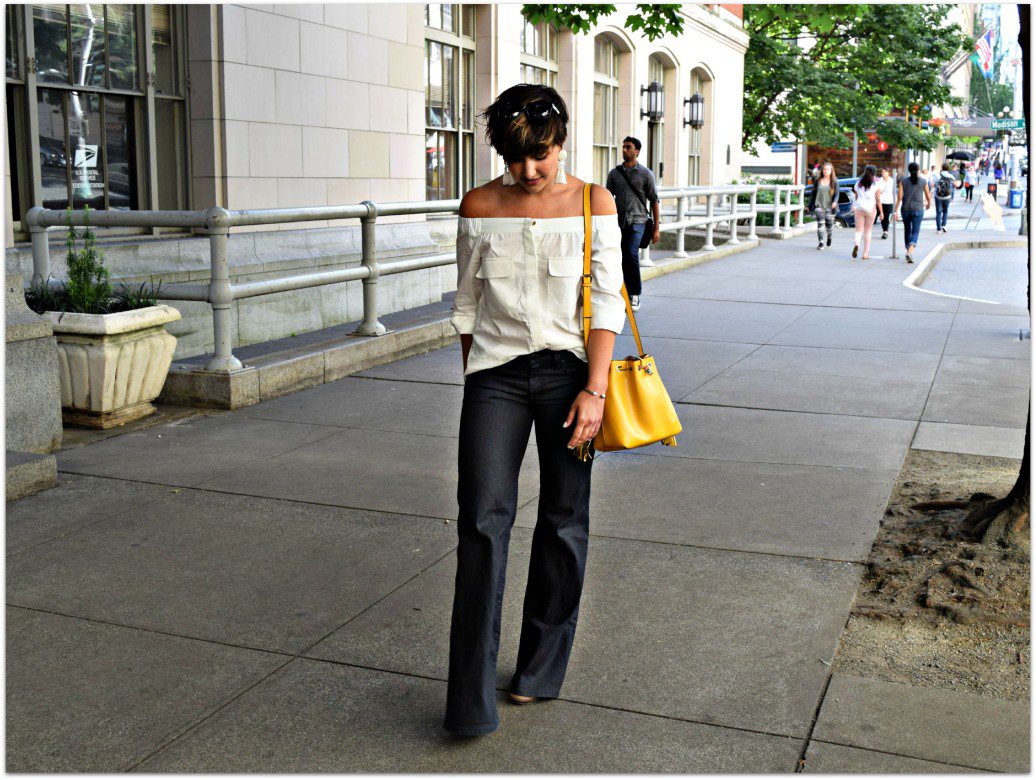 H&M White Off the Shoulder Blouse