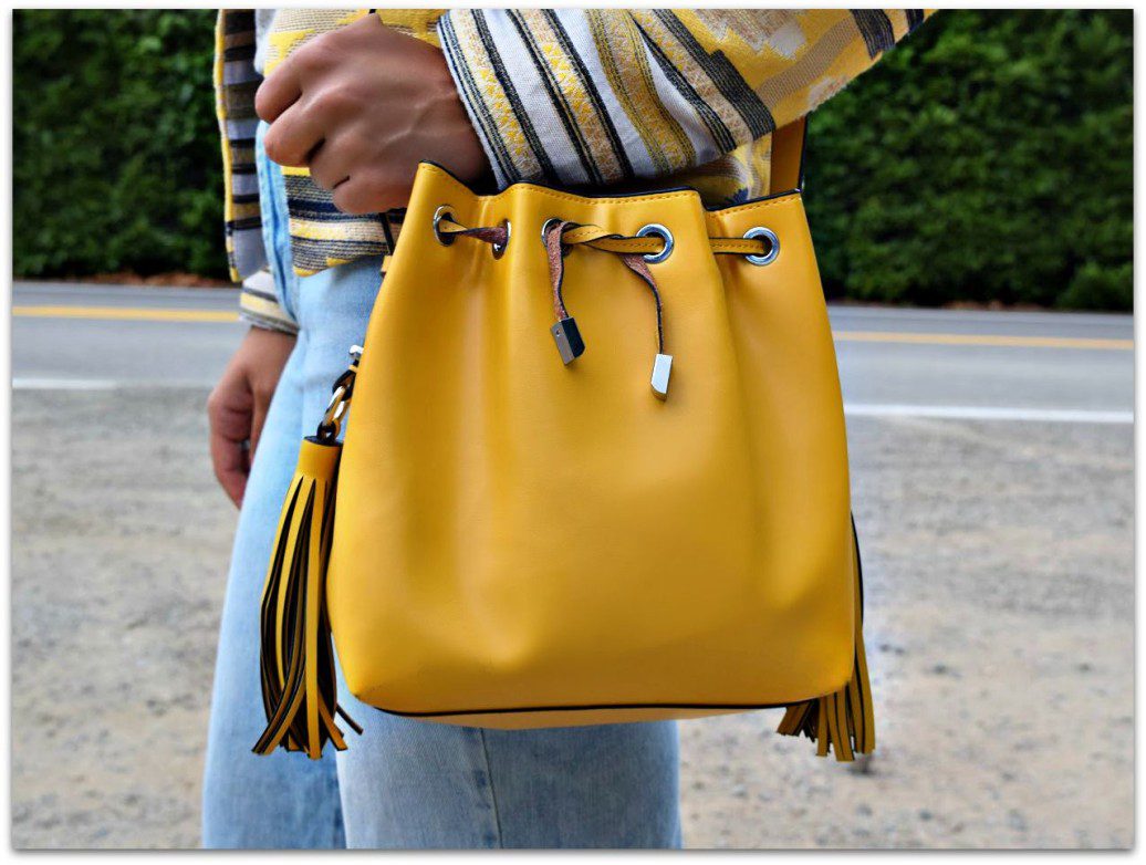 Zara Yellow Fringe Bucket Bag
