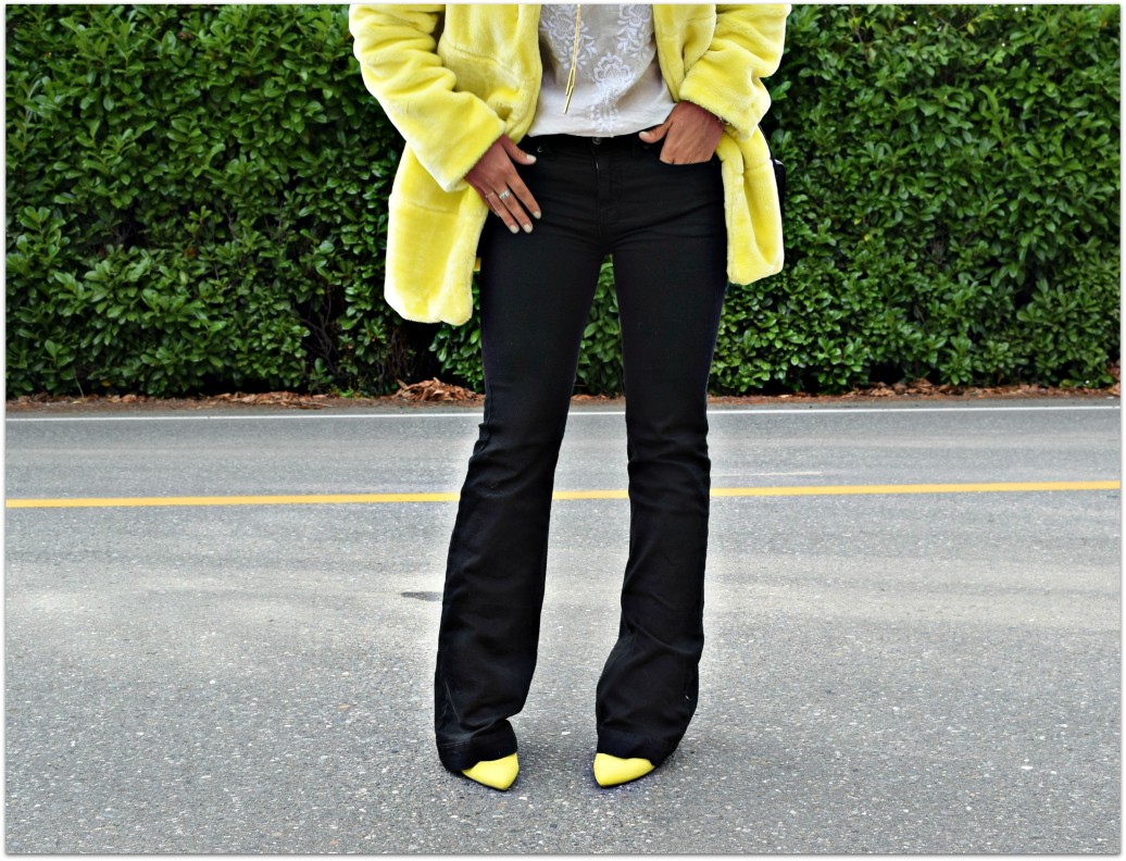 Yellow Zara Faux Fur Coat