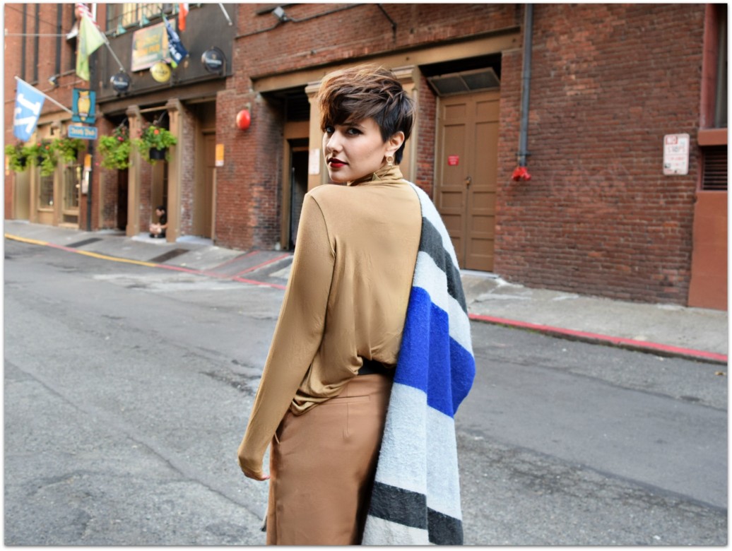 Camel Zara Half Cape Scarf